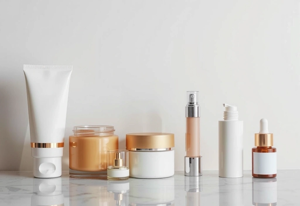 Luxurious display of premium women's skincare jars and tubes